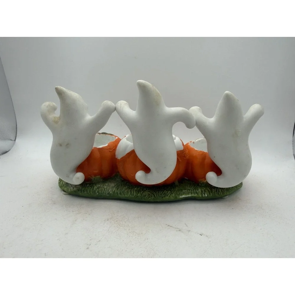 PartyLite Halloween Ghost Pumpkin Trio Tealight Candle Holder Fall Decor